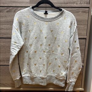 J. Crew Gray Sweater with Gold Heart print